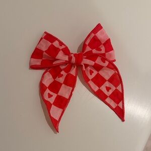 Charming Red and Pink Checkered Kids Hair Bow
